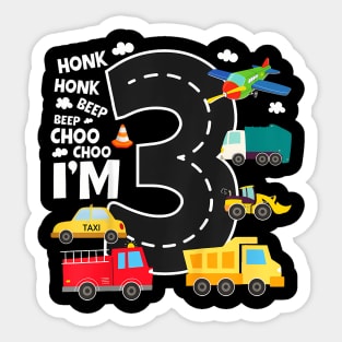 Kids 3 Year Old Transportation Birthday Boy 3Rd Truck Car Sticker